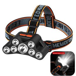 Headlamps 7xLED Beads Portable Strong Headlight USB Rechargeable Waterproof High-Brightness Headlamp Head-Wear For Outdoor