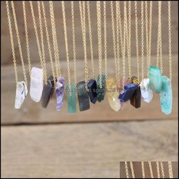 Arts And Crafts Gold Chains Stone Silce Slab Pendants Healing Crystal Reiki Natural Smoky Rose Quartz Citrines Gems Nec Sports2010 Dho13