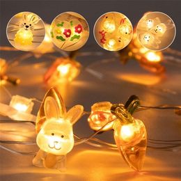 Easter Decorations for Home Rabbit Led String Light Bunny Eggs Kids Gift Happy Party Favour Decor 220815