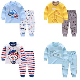 Kids Boys Girls Pajama Sets Cartoon Print Long Sleeve Cute T-Shirt Tops with Pants Toddler Baby Sleeping Clothing Sets 220706