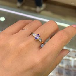 Cluster Rings Fashion Silver Gemstone Wedding Ring For Woman 4 6mm Flawless Natural Tanzanite Solid 925 RingCluster