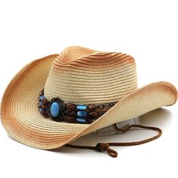 Spring Summer Cowboy Straw Hat Ladies Classic Jazz Top Men Retro Sun Cap Breathable Panama Hat Seaside gentleman Beach Hats