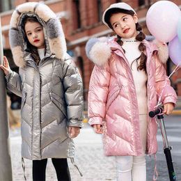 Children Winter Down Jacket 2021 New Fashion Shiny Girl Snowsuit Children Thicker Jacket For Boy Windproof Girls Clothes 4 6 8 10 12Y J220718