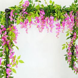 Decorative Flowers & Wreaths 3pcs Wisteria Artificial Ivy Leaf Silk Garland Arches Wedding Home Garden Decoration Hanging Plant Wall