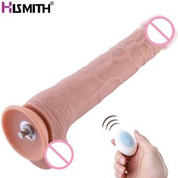 HISMITH Wireless Remote Control Vibrator Dildo 25cm Insertable Length Suction Cup Base Realistic Silicone Frequency Vibration
