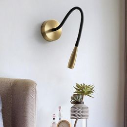 Wall Lamp Nordic Modern LED Brass Creative Adjust Flexible Lamps For Indoor Dedroom El Bedside Living Room Reading Poly LightsWall