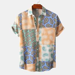 Men's Casual Shirts Mens Short Sleeve Buton Down Beach 2022 Fashion Paisley Print Hawaiian Shirt Men Summer Party Vacation Clothes 3XLMen's