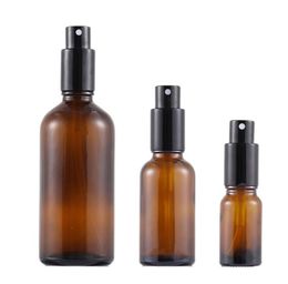 2021 30ML/50ML Amber Bottles with Black Lid Glass Spray For Essential Oils Sample Mist Sprayer Atomizer Pump Perfume