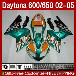 OEM Bodywork For Daytona 650 600 CC 600CC 650CC Daytona600 02 03 04 05 Body 132No.139 Daytona 600 2002 2003 2004 2005 Daytona650 2002-2005 ABS Fairing Kit Green orange