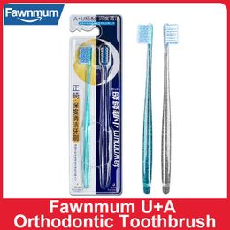 Toothbrush Fawnmum 2 Pack Orthodontic Toothbrush Ushape Lshape Interdental Brush Special Clean Teeth Family Combination Set 0511