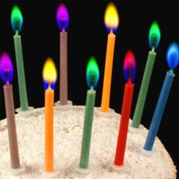 Birthday Party Supplies 12pcspack Wedding Cake Candles Safe Flames Dessert Decoration Colourful Flame Multicolor Candle 220629