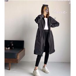 Women's Trench Coats Style Women Fashion Spring Long Sleeve Nylon Black Windbreaker Jackets Loose Casual All Match ClothesWomen's