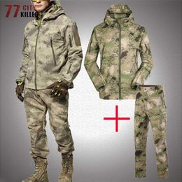 Shark Skin Soft Shell Tactical Jackets Men Camouflage TAD Outdoor Waterproof Jacket Sets Male Military Hunting Thermal Clothes 220816