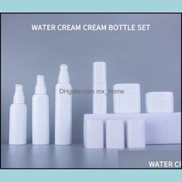 Packing Bottles Office School Business Industrial 30Ml 60Ml 80Ml 100Ml Pet Plastic Cosmetic Packaging Bottle Quartet Cream Set Pump Lotion