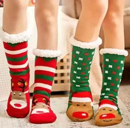 Stock Christmas Knit Socks Cartoon Xmas Treehouse Womens grossa Sherpa Fleece forrado meias térmicas Decorações de Cristmas 16styles