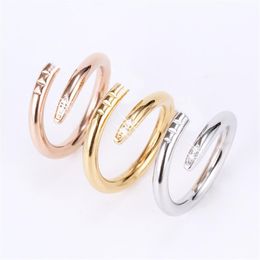 a ring UK - Love rings womens Jewelry titanium steel single nail ring European and American fashion street hip hop casual couple Classic gold 2488