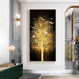Golden Tree of Life Canvas Poster Print Modern Abstract Gold Leaf Wall Art Painting Nordic Living Room Decoration Picture Cuadro