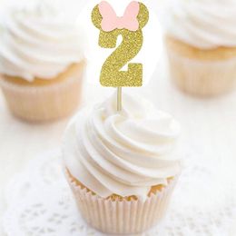 Other Festive & Party Supplies Gold Glitter 2nd Birthday Cupcake Picks Number 2 Toppers -12pcsOther