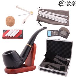 pipe New ebony solid wood pipe accessories package portable aluminum alloy gift box for seniors