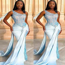 2022 Plus Size Arabic Aso Ebi Mermaid Beaded Crystals Prom Dresses Sheer Neck Evening Formal Party Second Reception Birthday Engagement Gowns Dress ZJ855