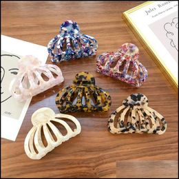 Clamps Hair Jewelry Korean Large Scrunchies Hollow Crown Acetic Acid Floral Purple Claws For Women Ponytail S Dhetc