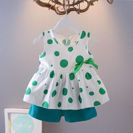 Clothing Sets Girls Outfits Summer Sleeveless T-shirt Short Pants Polka Dot 2Pcs For Kids Baby Clothes OutfitsClothing