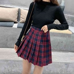 Women Skirt High Waist Plaid Mini Korean Style Pleated Skirt Students School Unniforms Dance Short A Line Skirt 210331