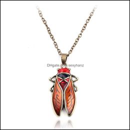 Pendant Necklaces Sweater Jewellery Vintage Style Glaze Insect Women Cicada Chain Similar To The Small Powerf Sexyhanz D