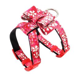 Dog Collars & Leashes Pet Puppy Adjustable Flower Print Bowknot Vest Chest Strap Walking Harness Accessories Mascotas Suministros Para Perro