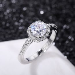 Fashion Sweet Square Finger Ring Sparkling Jewelry 925 Sterling Silver Round White Topaz CZ Zircon Diamond Women Engagement Rings Christmas Gift Sz6-10