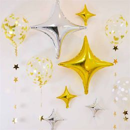 Aluminium four-pointed star-shaped aluminumfoil balloon wedding decoration birthday party baby shower decoratio