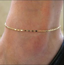 Donne semplice catena d'oro cavigliera braccialetto alla caviglia sandalo a piedi nudi gioielli da spiaggia