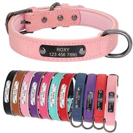 PU Leather Custom Dog Collar Personalised Puppy Collar Free Engraved Pet Collars for Small Medium Large Dogs Pitbull Chihuahua 220610