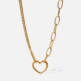 Chains Retro Fashion Heart Pendant Chain Necklace For Women 2022 Stainless Steel Stylish Choker 18 K Jewellery Party GiftChains