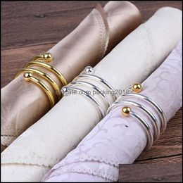 Napkin Rings Metal Wedding Ring Special Spring Design Gold Table Kitchen Dhjgy