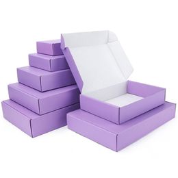 5pcs 10pcs purple violet gift Festival Party 3layer corrugated box carton supports Customised size printing 220706