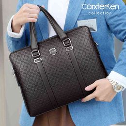 Business Briefcase Men's Handbag Computer Bag Men's Large Capacity Double Zipper File Bag Messenger Bag 220718