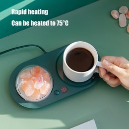 Salt Stone Heating Coaster Cup Warmer Beverage Mug Heater Mat Keep Drink Warm Pad for Coffee Milk Tea 110-220V 20W 3 Levels