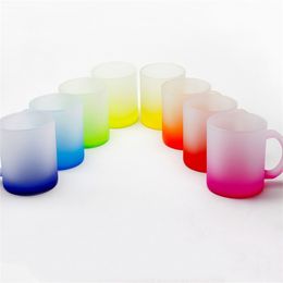 11oz Sublimation Frosted Glass Coffee Mug Tumblers 8 colors Drinking Cup Thermal Transfer Water Flask A02