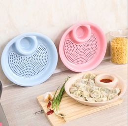 Dishes & Plates Creative Plastic Dumpling Plate With Vinegar Dish Wheat Straw Double Layer Water Environmental Protection Household Circul