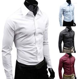 Men's Dress Shirts Autumn Men Long Sleeve Casual Elegant Work Shirt Business Solid Color Button Down Cotton Thin Plus Size ShirtMen's Vere22