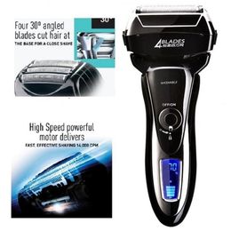 Original 4-blade powerful wet dry electric shaver for men beard stubble electric razor shaving machine rechargeable 220322