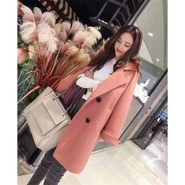 Mishow female overcoat new collection autumn winter solied long sleeve long Korean clothes Blends woolen jacket T200319