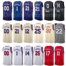 Screen Printed Basketball Tyrese Maxey Jersey 0 Danny Green 14 Isaiah Joe 7 Matisse Thybulle 22 Mike Scott 1 Jaden Springer 11 Andre Drummond Red Grey Men Woman Youth