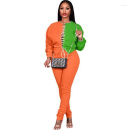 Women's Two Piece Pants Beautiful Women Fashion Sexy Stitch Strappy Hollow Out Sweater Pencil Two-piece Suit Leisure Sports 2 Outfits QC73