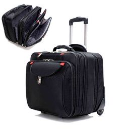 High Quality Suitcase Inch Boarding Luggage On Wheels Oxford Trolley Portable Business Valies Computer Travel Bag J220707