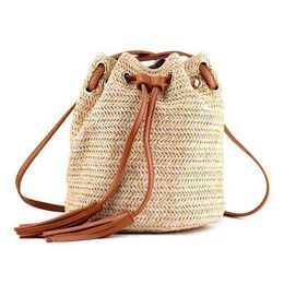 Shoulder Bag Ladies Fabric Summer Beach Bags With Tassels Weaving Crossbody Bag Women Weaving Money Bank Knitted Beach Handbag G220519