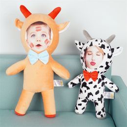 Cow home furnishings real person Home decor po mascot custom face doll pillow qixi festival gift to girls 220622