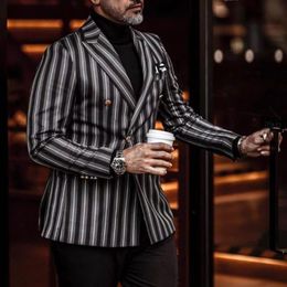 Men's Suits & Blazers Custom Fashion Vertical stripe wedding suits for men coat 220823