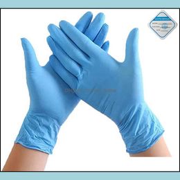 100Pcs/ Box Nitrile Rubber Comfortable Disposable One Time Gloves Exam Powder Light Blue Drop Delivery 2021 Kitchen Supplies Kitchen Dining